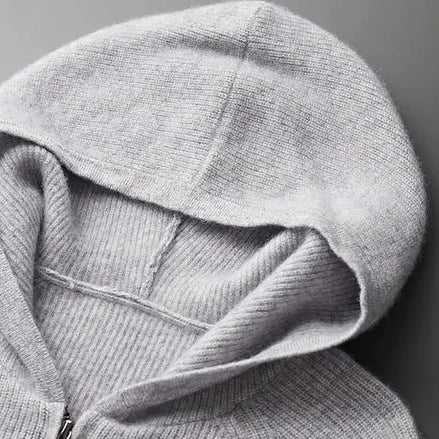 Men's Wool Zip Up Hoodie Light Gray & Blue S–3XL - Valedrian — view 2
