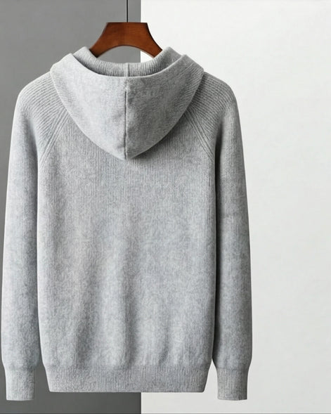 Men's Wool Zip Up Hoodie Light Gray & Blue S–3XL - Valedrian — view 6