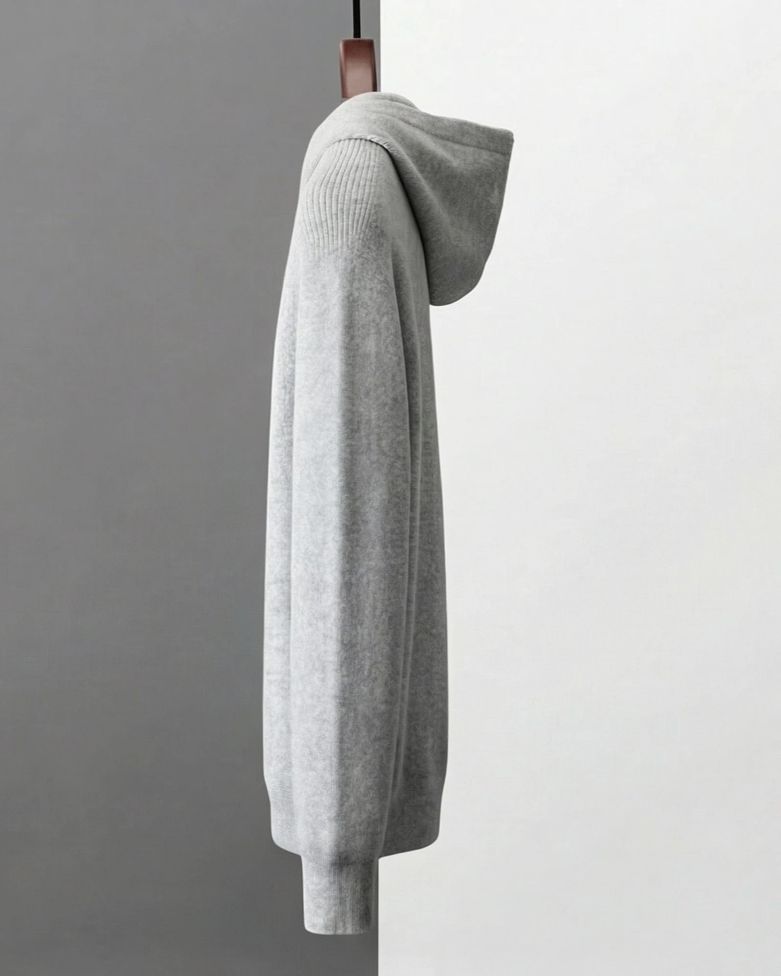 Men's Wool Zip Up Hoodie Light Gray & Blue S–3XL - Valedrian — view 7