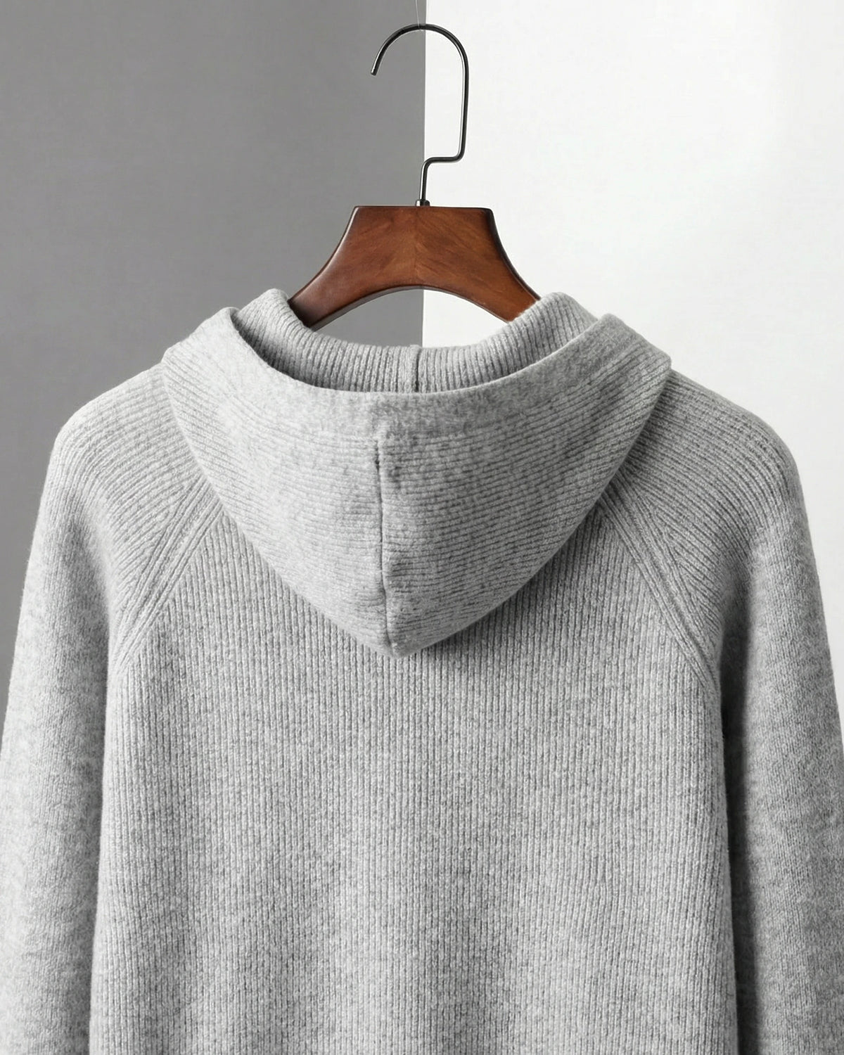 Men's Wool Zip Up Hoodie Light Gray & Blue S–3XL - Valedrian — view 9