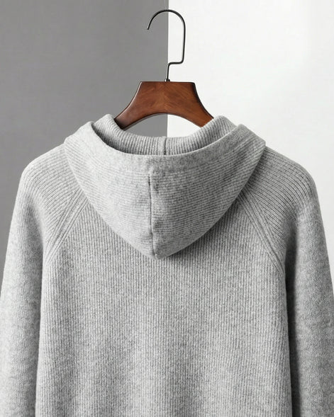 Men's Wool Zip Up Hoodie Light Gray & Blue S–3XL - Valedrian — view 9