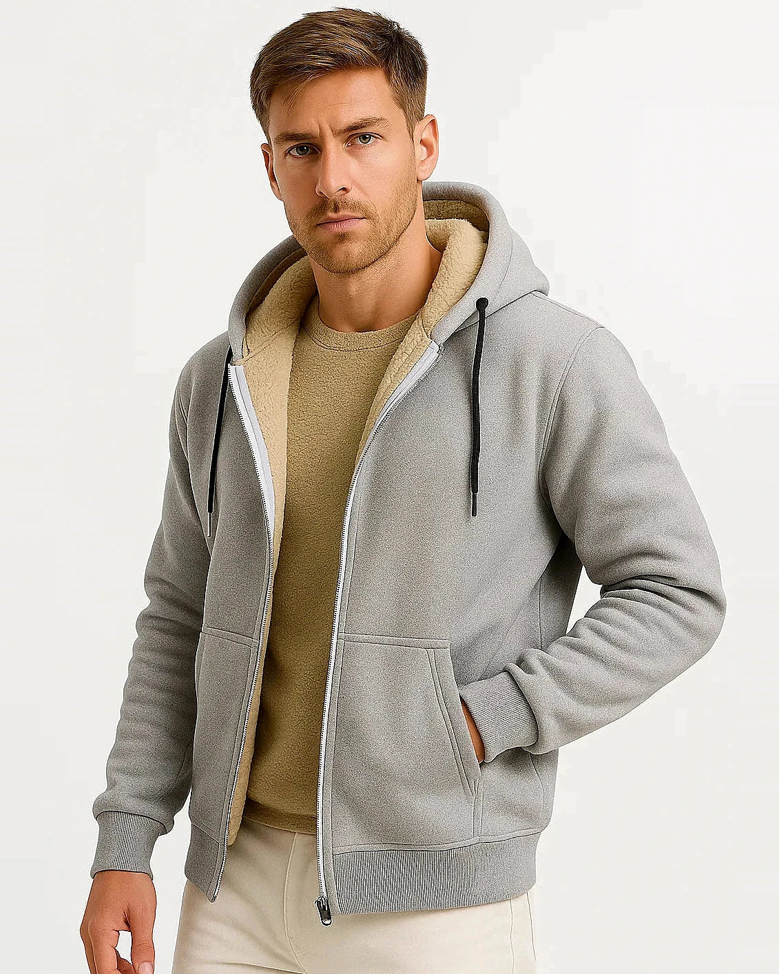 Men’s Zip-Up Fleece Hoodie | Soft Lined | Everyday Comfort