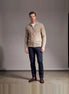 Men's Zip-Up Vest Soft Fabric Sleeveless Jacket Beige White - Valedrian
