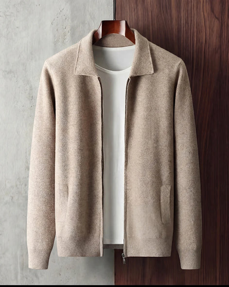 Men's Zip-Up Vest Soft Fabric Sleeveless Jacket Beige White - Valedrian — view 2