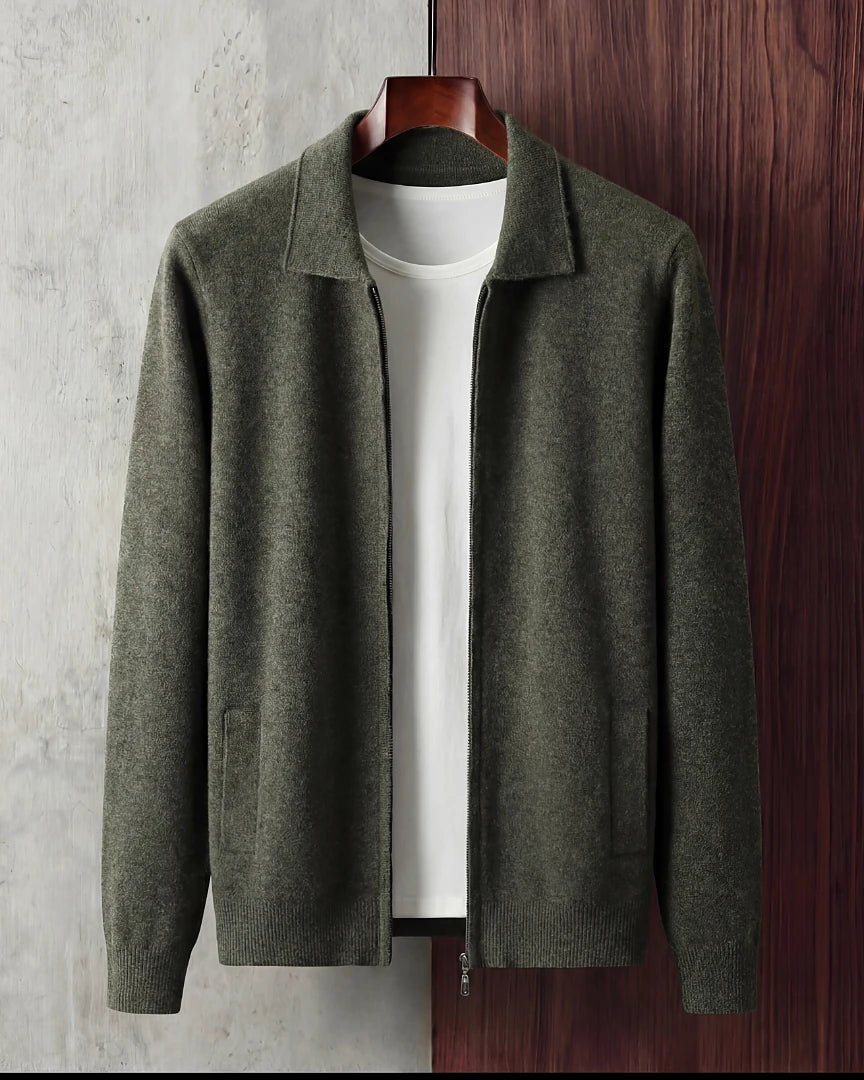 Men's Zip-Up Vest Soft Fabric Sleeveless Jacket Beige White - Valedrian — view 8