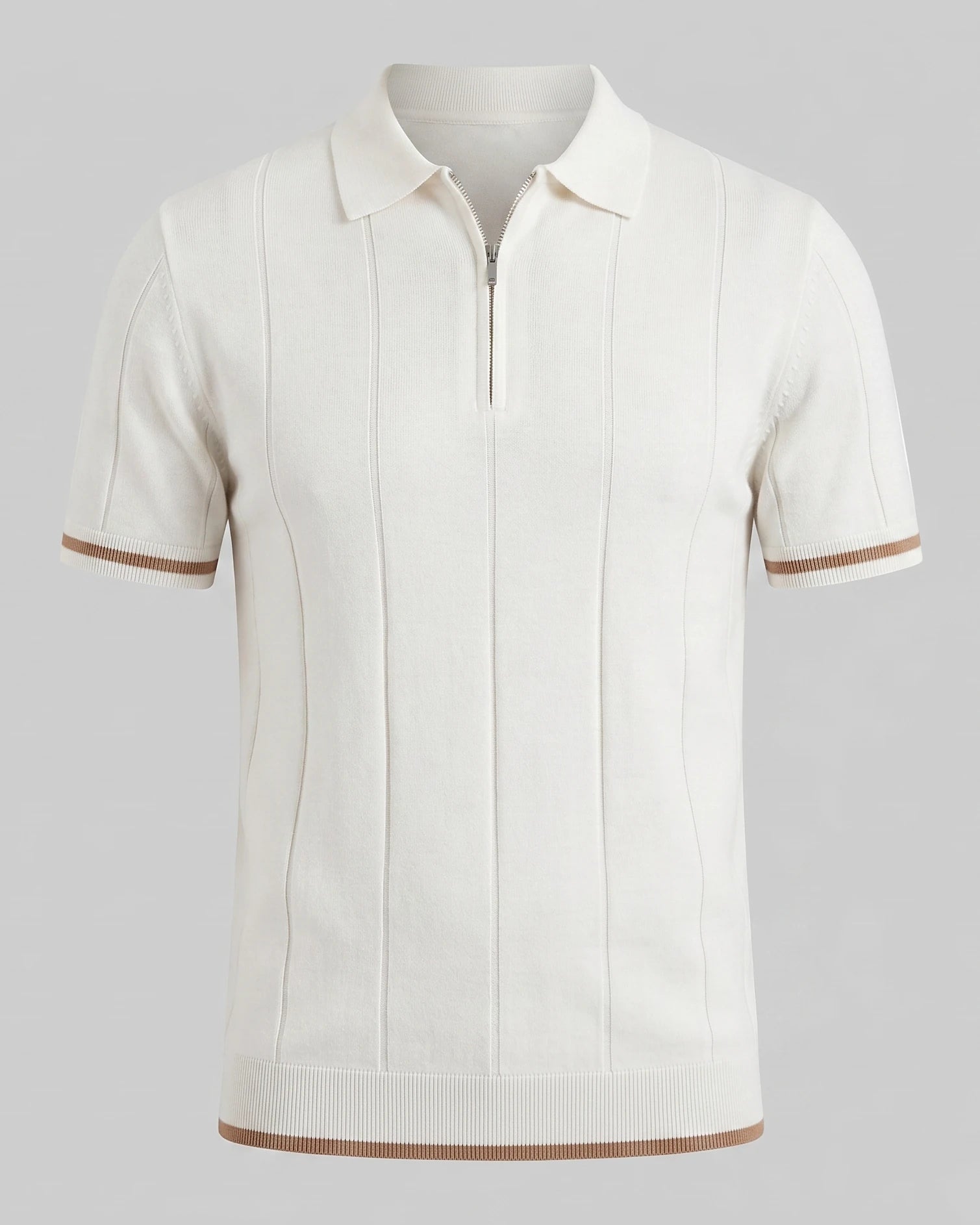 Men's Zipped Polo Shirt Knit Zip Collar Gray & Black - Valedrian — view 16