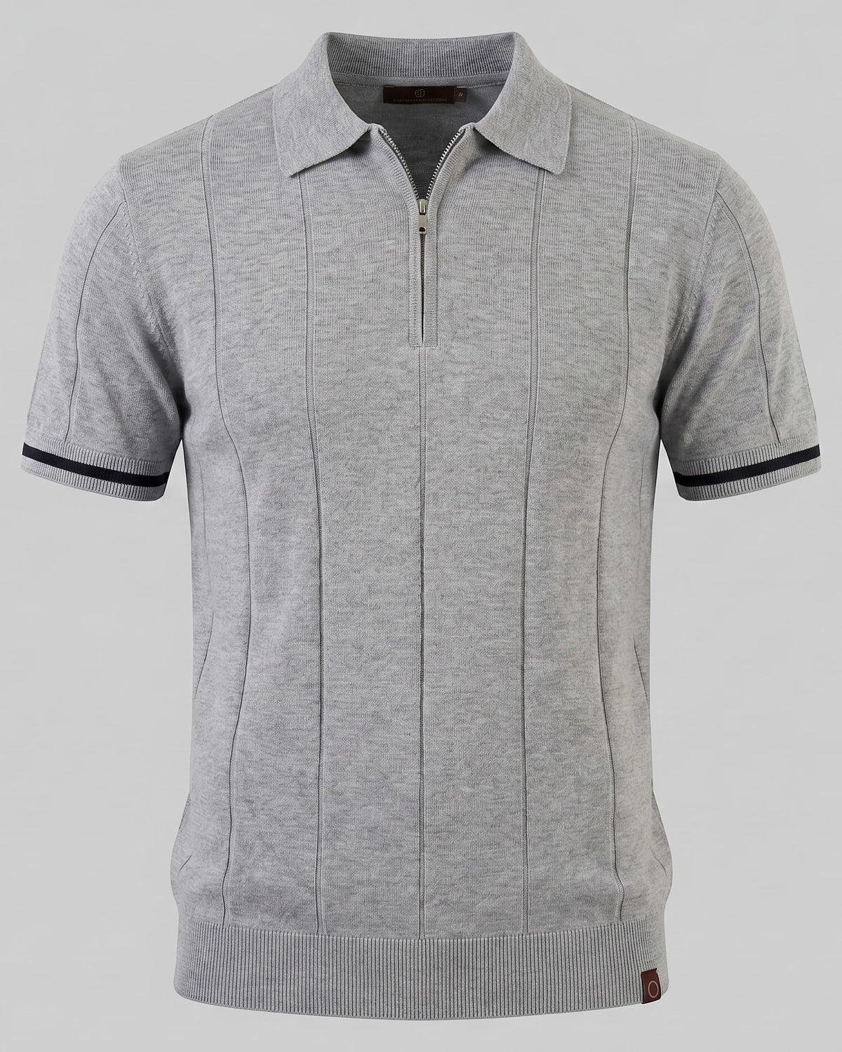 Men's Zipped Polo Shirt Knit Zip Collar Gray & Black - Valedrian — view 2