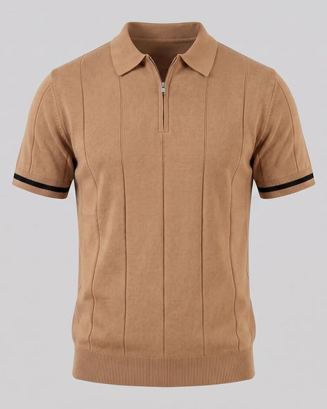 Men's Zipped Polo Shirt Knit Zip Collar Gray & Black - Valedrian — view 21