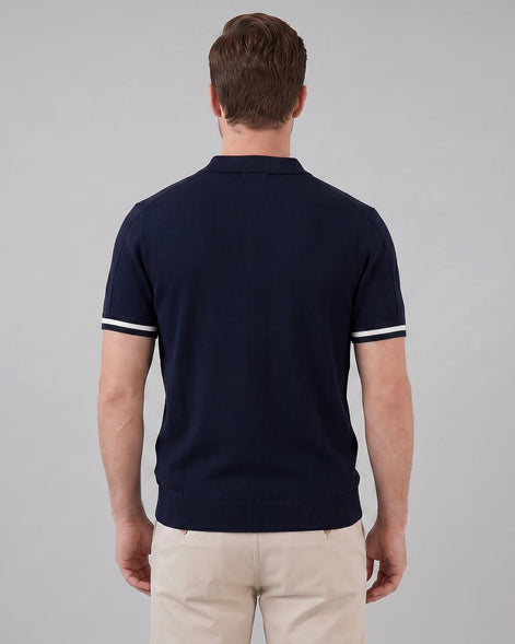 Men's Zipped Polo Shirt Knit Zip Collar Gray & Black - Valedrian — view 29