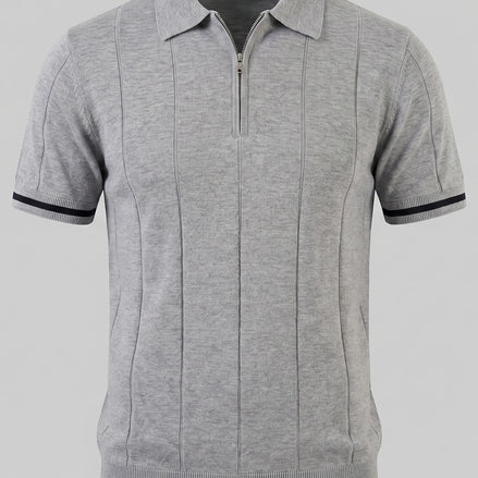 Men's Zipped Polo Shirt Knit Zip Collar Gray & Black - Valedrian — view 2