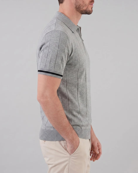 Men's Zipped Polo Shirt Knit Zip Collar Gray & Black - Valedrian — view 3
