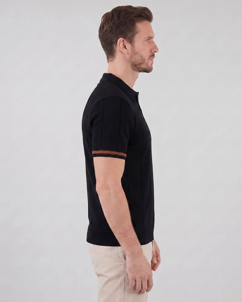Men's Zipped Polo Shirt Knit Zip Collar Gray & Black - Valedrian — view 8