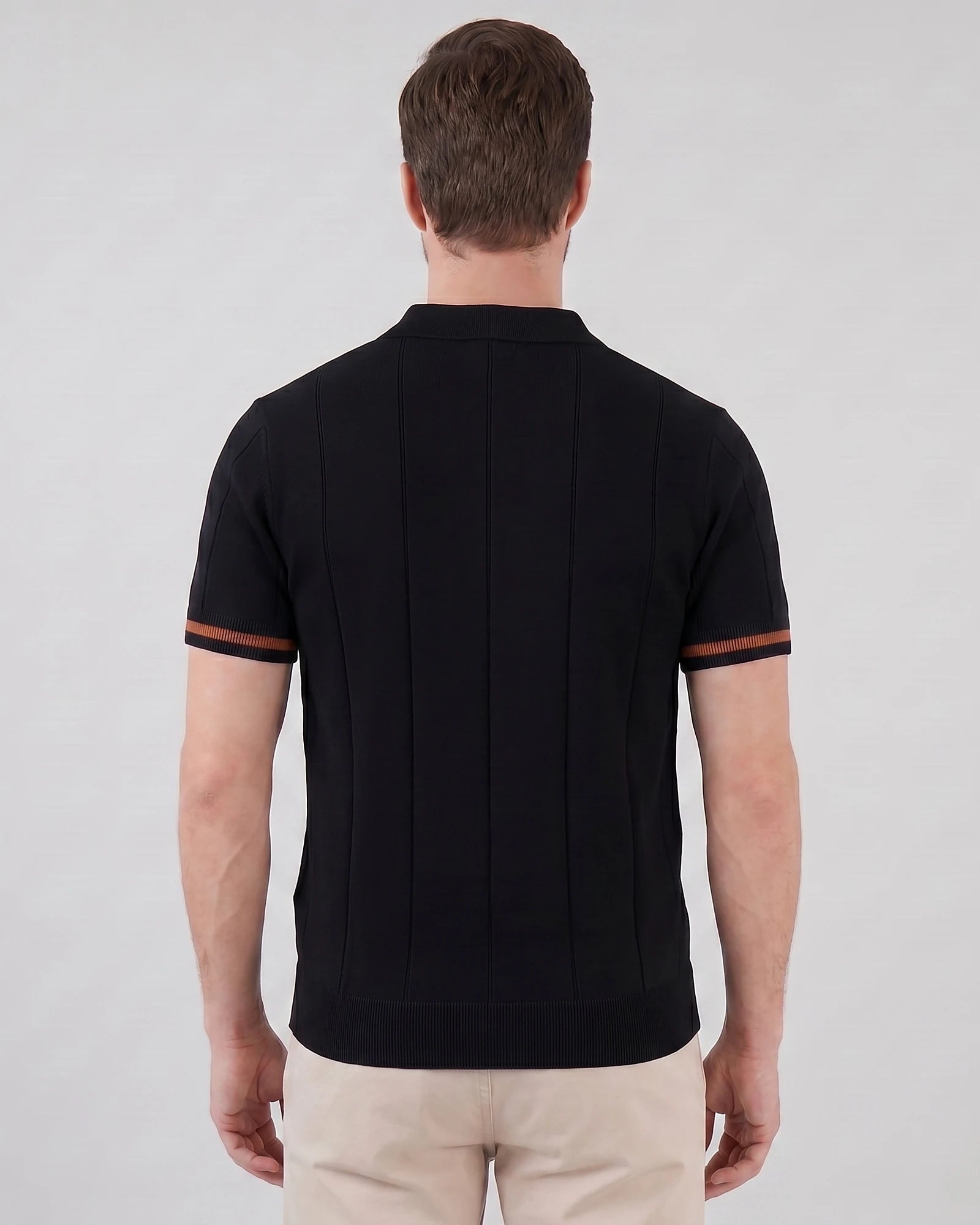Men's Zipped Polo Shirt Knit Zip Collar Gray & Black - Valedrian — view 9