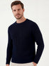 Navy Ribbed Knit Crewneck Sweater English Rib Men's S–2XL – Valedrian