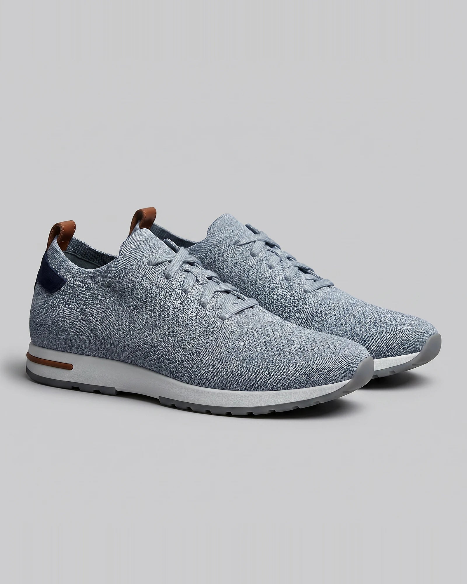 Retro Sneakers Men Knit Leather Lace-Up Trainers Beige - Valedrian — view 11