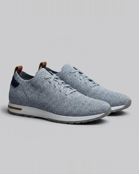 Retro Sneakers Men Knit Leather Lace-Up Trainers Beige - Valedrian — view 11