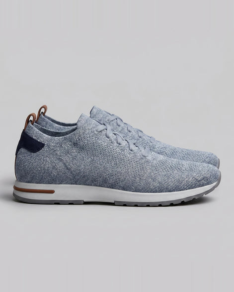 Retro Sneakers Men Knit Leather Lace-Up Trainers Beige - Valedrian — view 12