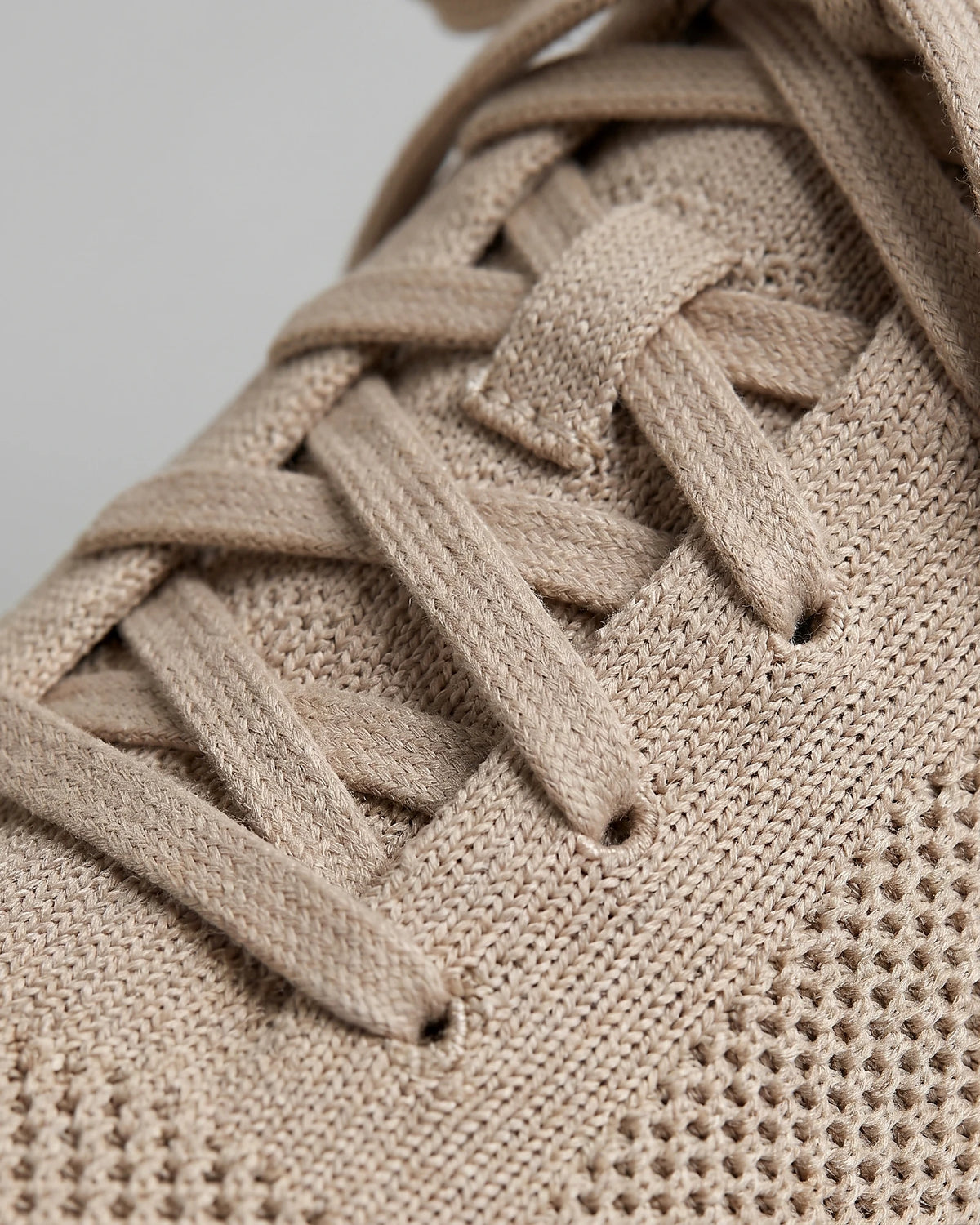 Retro Sneakers Men Knit Leather Lace-Up Trainers Beige - Valedrian — view 4