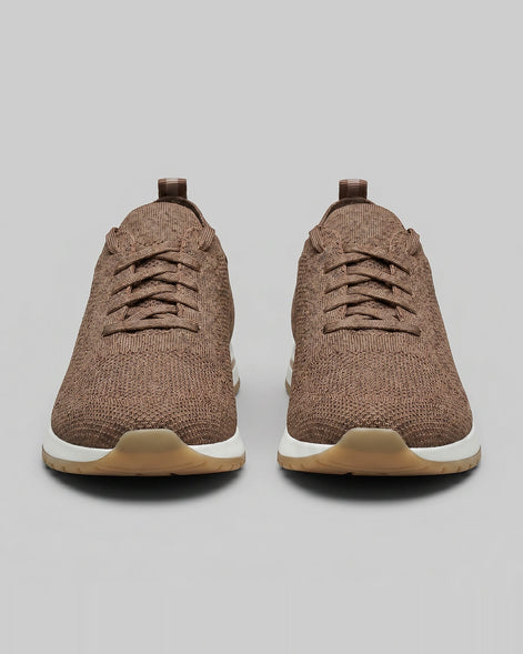 Retro Sneakers Men Knit Leather Lace-Up Trainers Beige - Valedrian — view 9