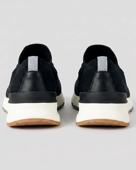 Retro Sneakers Men Merino Knit Mesh Upper Black Lace-Up | Valedrian — view 3