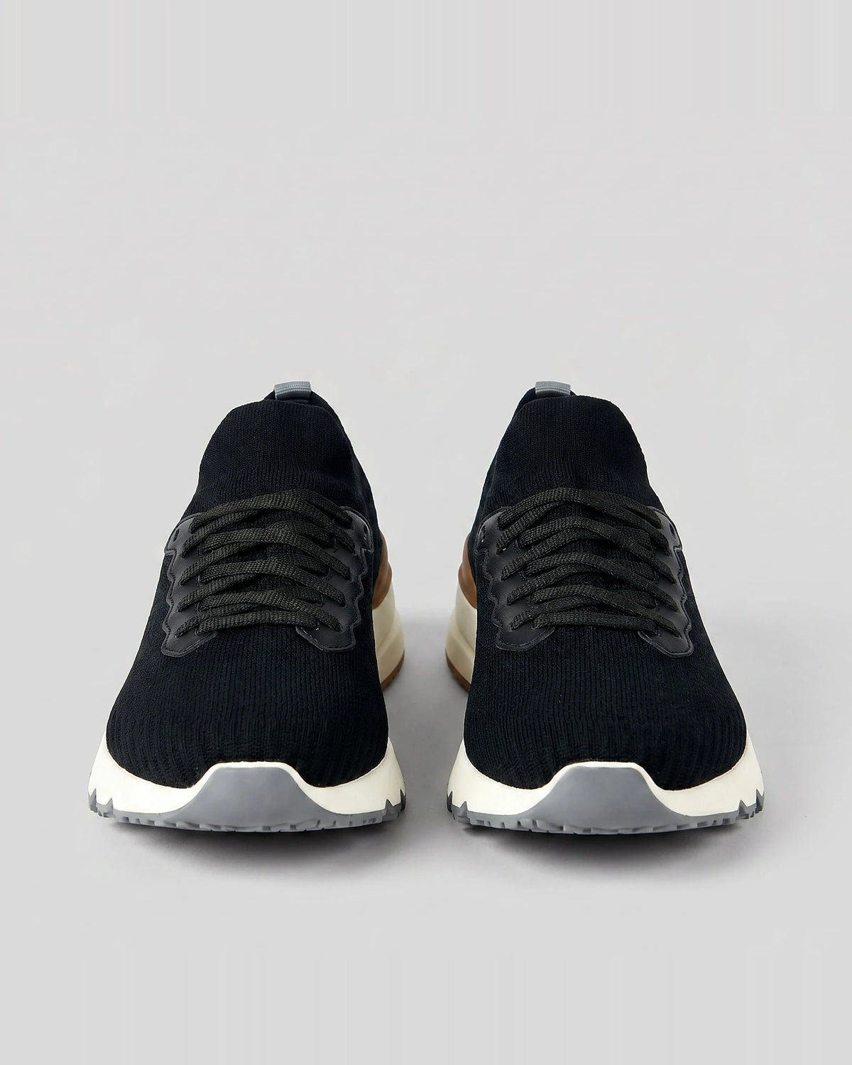 Retro Sneakers Men Merino Knit Mesh Upper Black Lace-Up | Valedrian — view 5