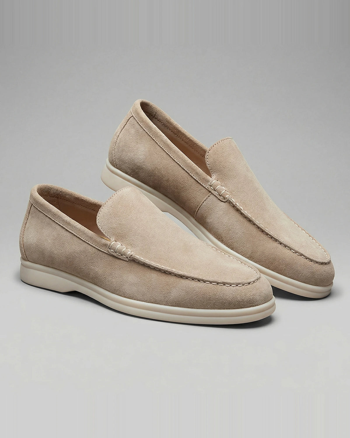 Suede Loafers Men Beige PU Penny Strap Slip-On Moccasin | Valedrian — view 16