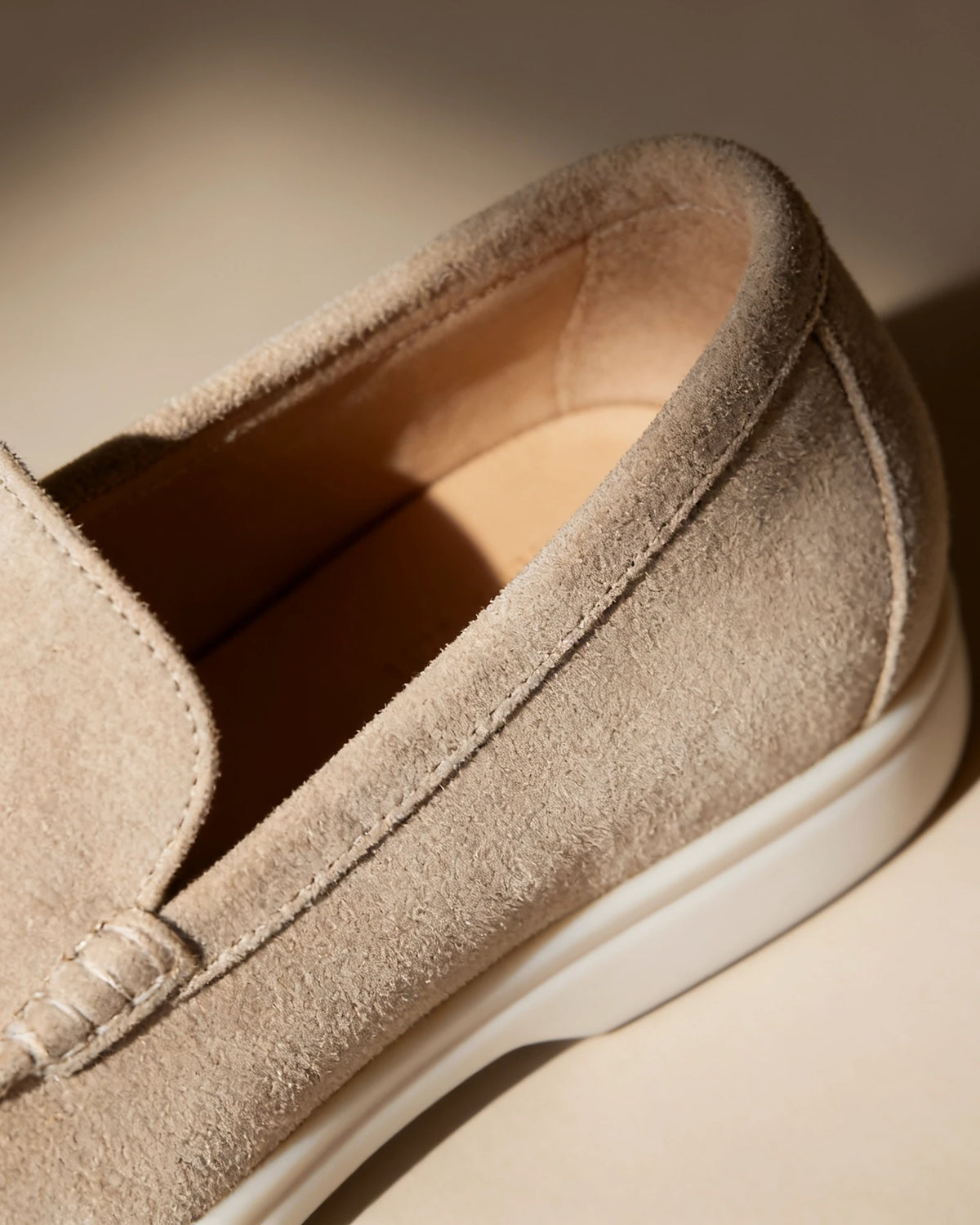 Suede Loafers Men Beige PU Penny Strap Slip-On Moccasin | Valedrian — view 18