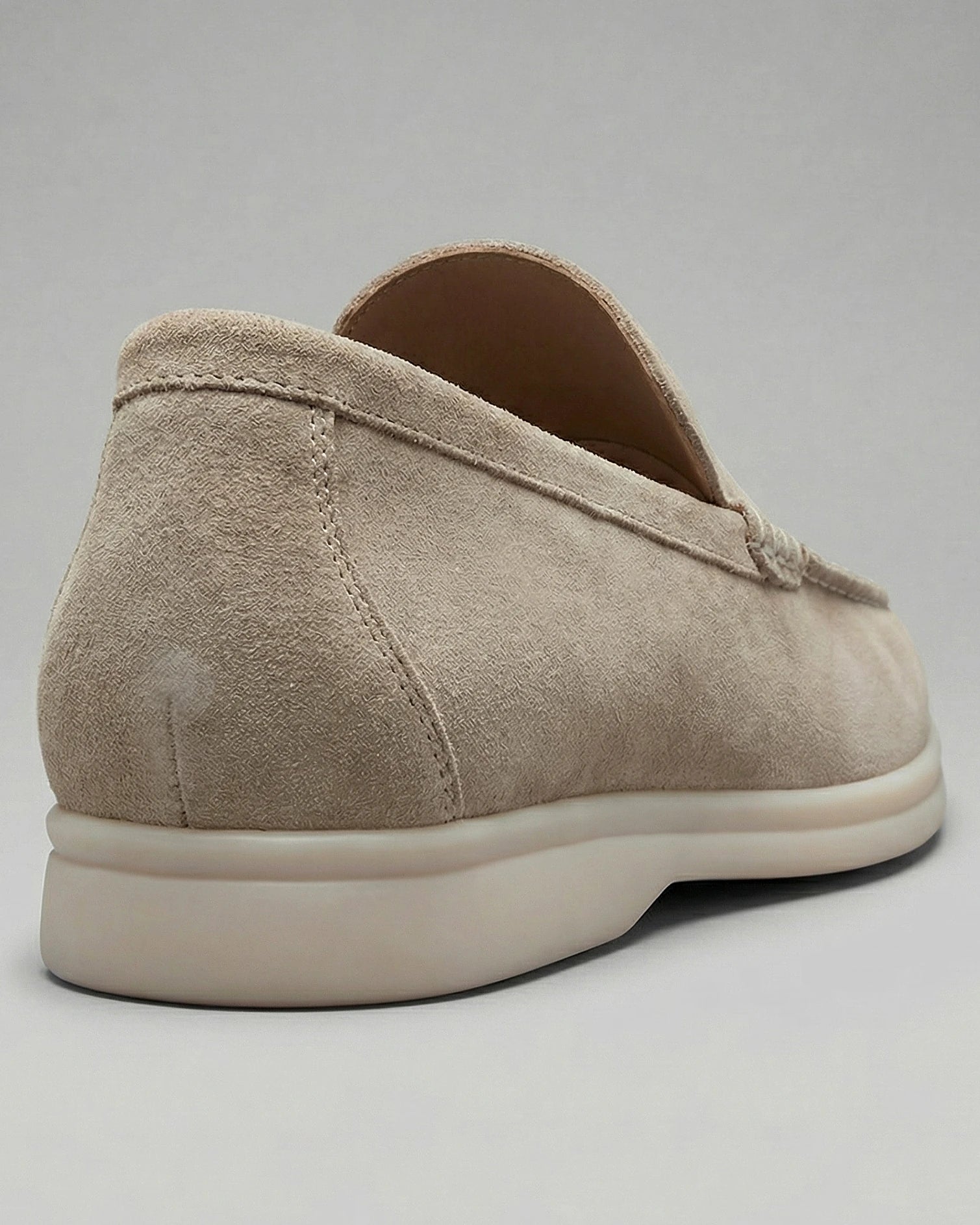 Suede Loafers Men Beige PU Penny Strap Slip-On Moccasin | Valedrian — view 20