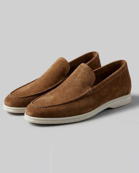 Suede Loafers Men Beige PU Penny Strap Slip-On Moccasin | Valedrian — view 23