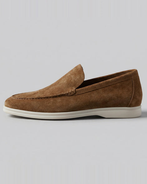 Suede Loafers Men Beige PU Penny Strap Slip-On Moccasin | Valedrian — view 26