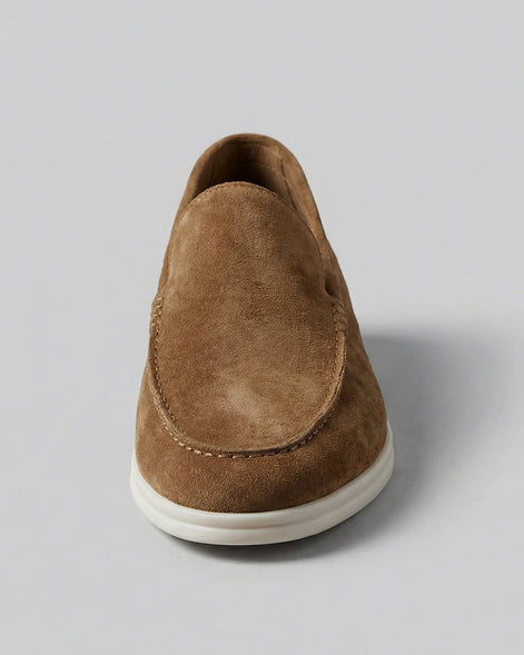 Suede Loafers Men Beige PU Penny Strap Slip-On Moccasin | Valedrian — view 27