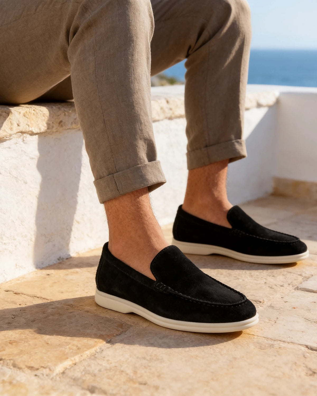 Suede Loafers Men Beige PU Penny Strap Slip-On Moccasin | Valedrian — view 29