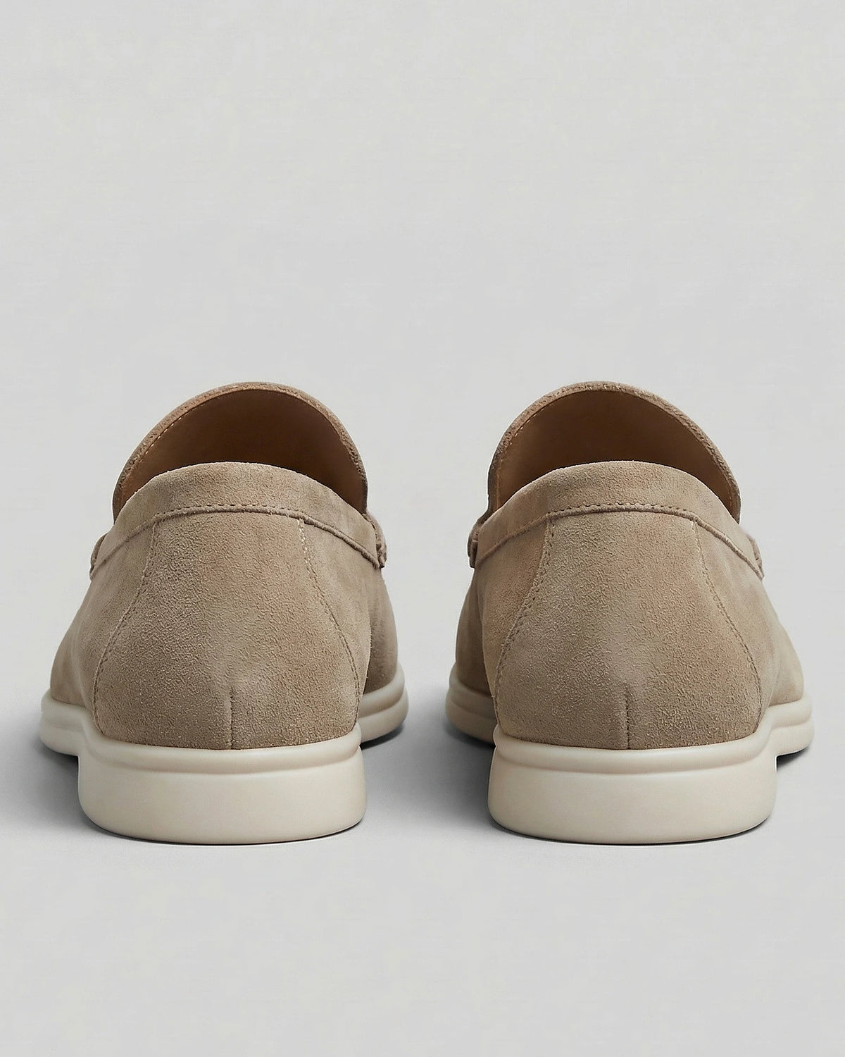 Suede Loafers Men Beige PU Penny Strap Slip-On Moccasin | Valedrian — view 3