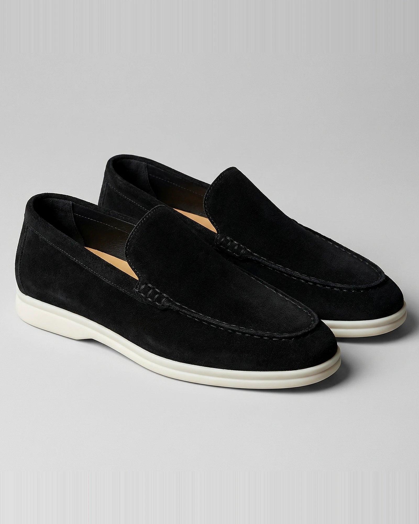 Suede Loafers Men Beige PU Penny Strap Slip-On Moccasin | Valedrian — view 30