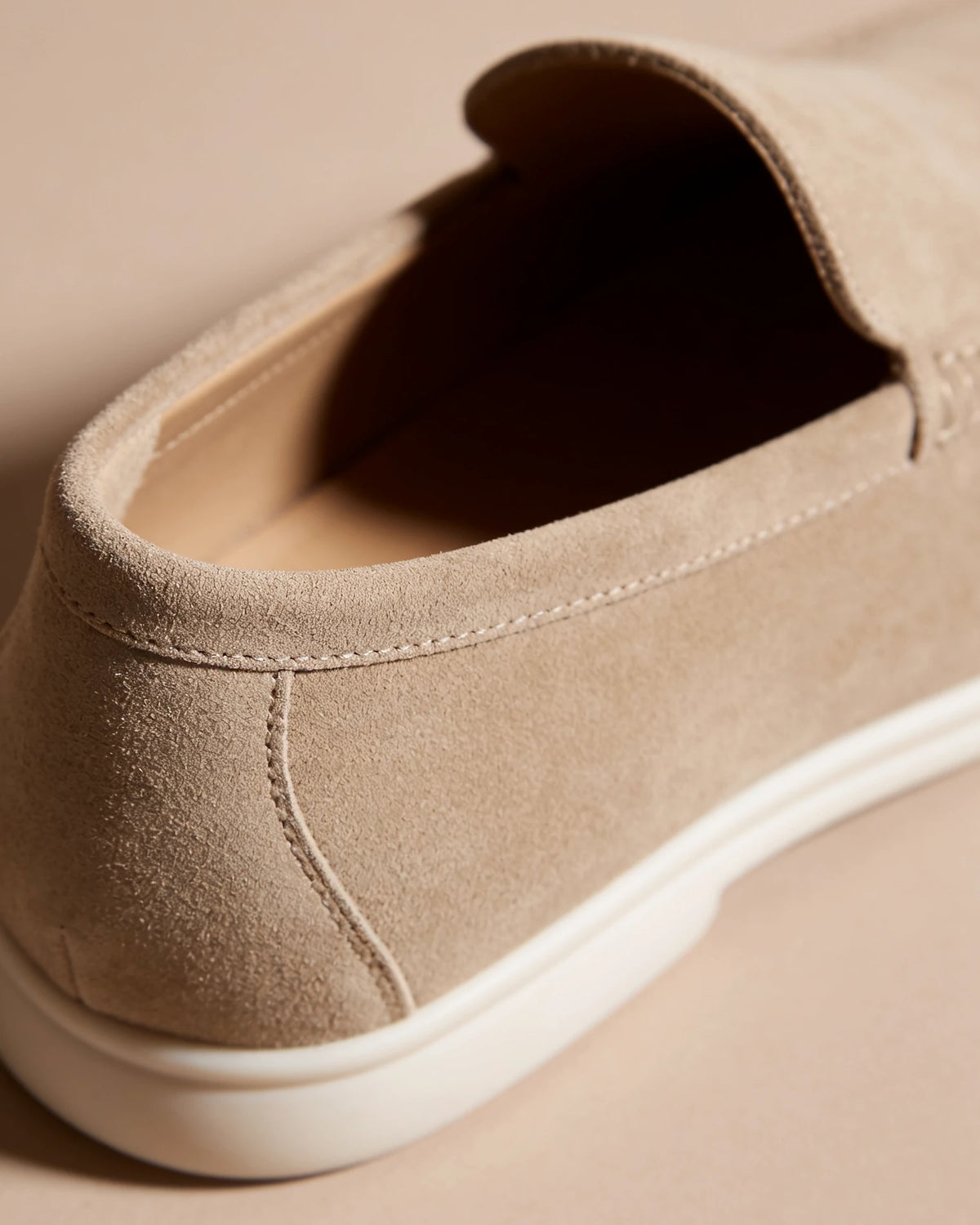 Suede Loafers Men Beige PU Penny Strap Slip-On Moccasin | Valedrian — view 5