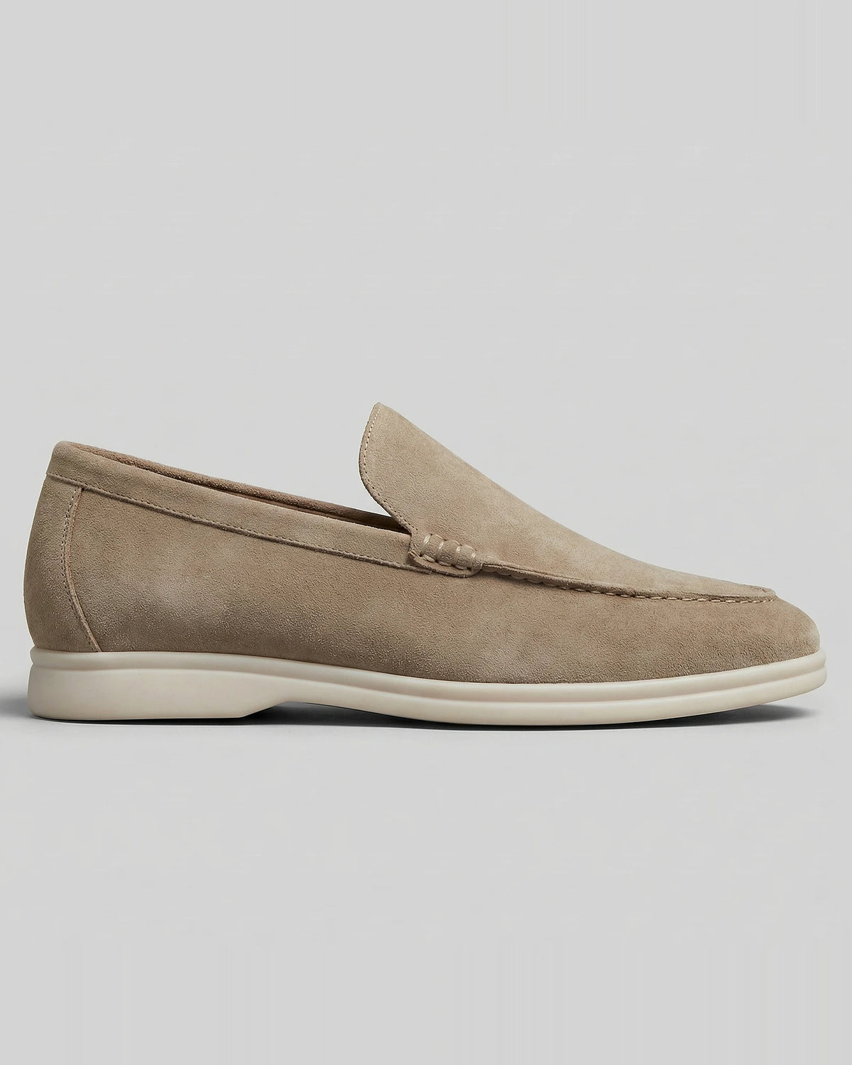 Suede Loafers Men Beige PU Penny Strap Slip-On Moccasin | Valedrian — view 6