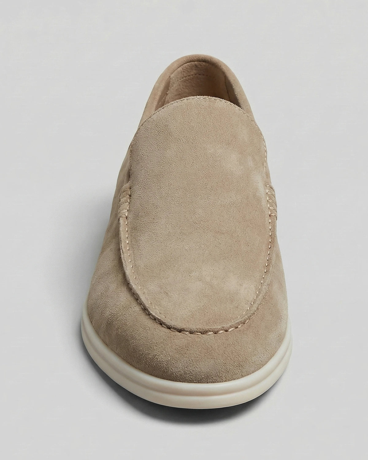Suede Loafers Men Beige PU Penny Strap Slip-On Moccasin | Valedrian — view 7