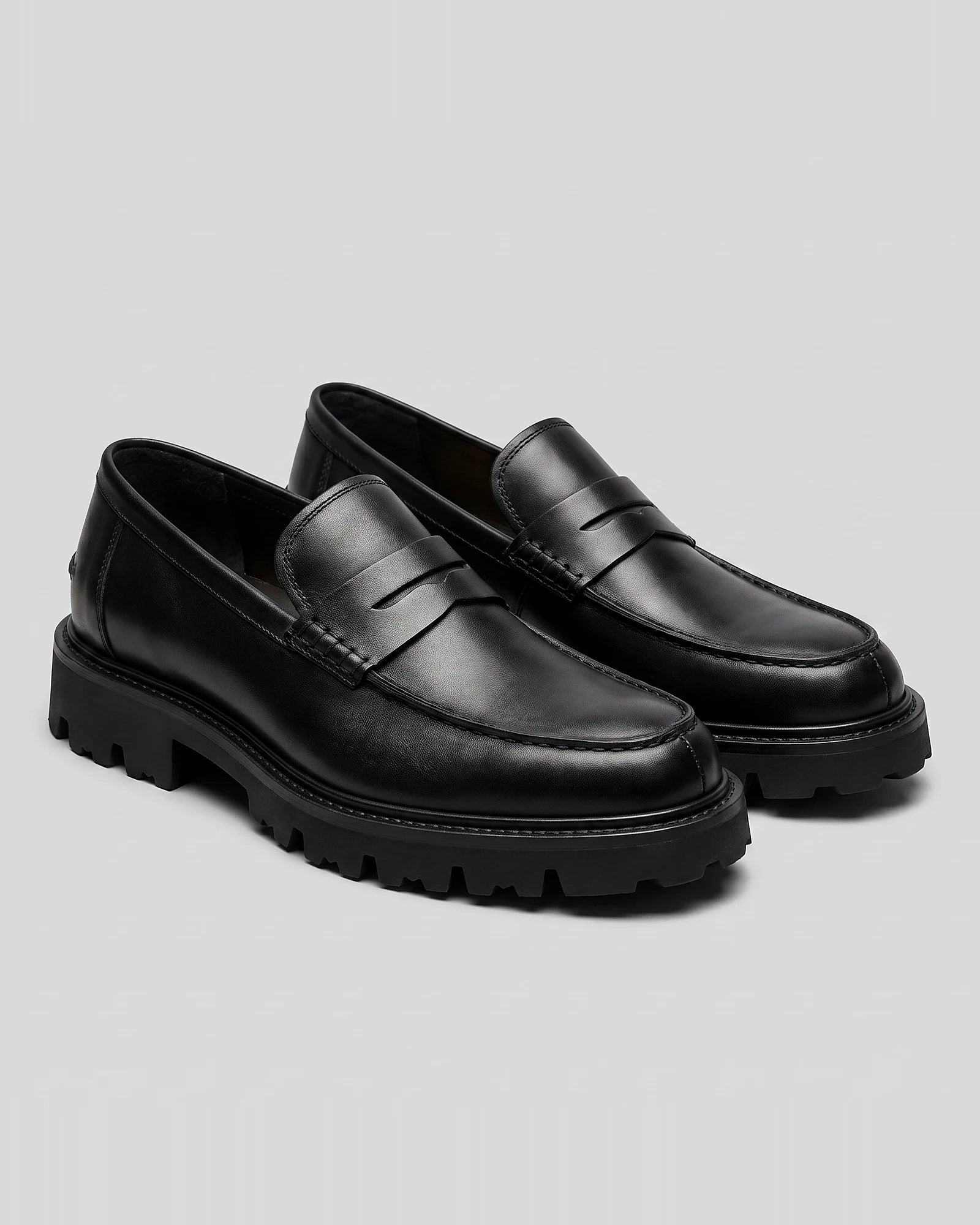 Suede Loafers Men Chunky Lug Sole Penny Loafer Navy Dark Blue Slip-On - Valedrian — view 13