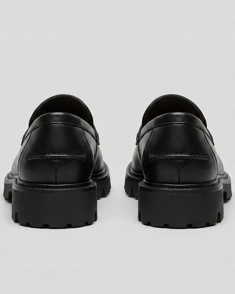 Suede Loafers Men Chunky Lug Sole Penny Loafer Navy Dark Blue Slip-On - Valedrian — view 15