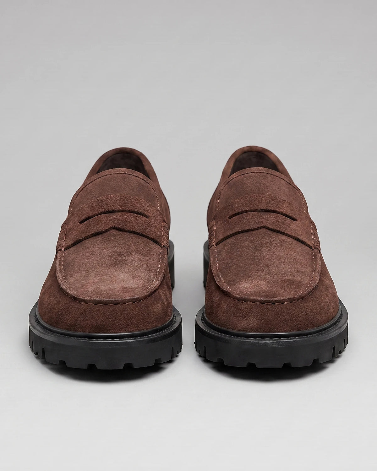Suede Loafers Men Chunky Lug Sole Penny Loafer Navy Dark Blue Slip-On - Valedrian — view 20
