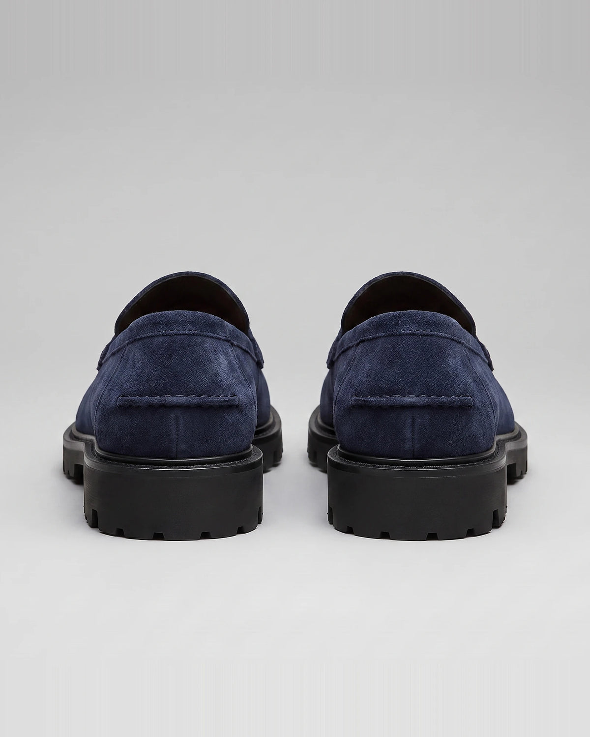 Suede Loafers Men Chunky Lug Sole Penny Loafer Navy Dark Blue Slip-On - Valedrian — view 3