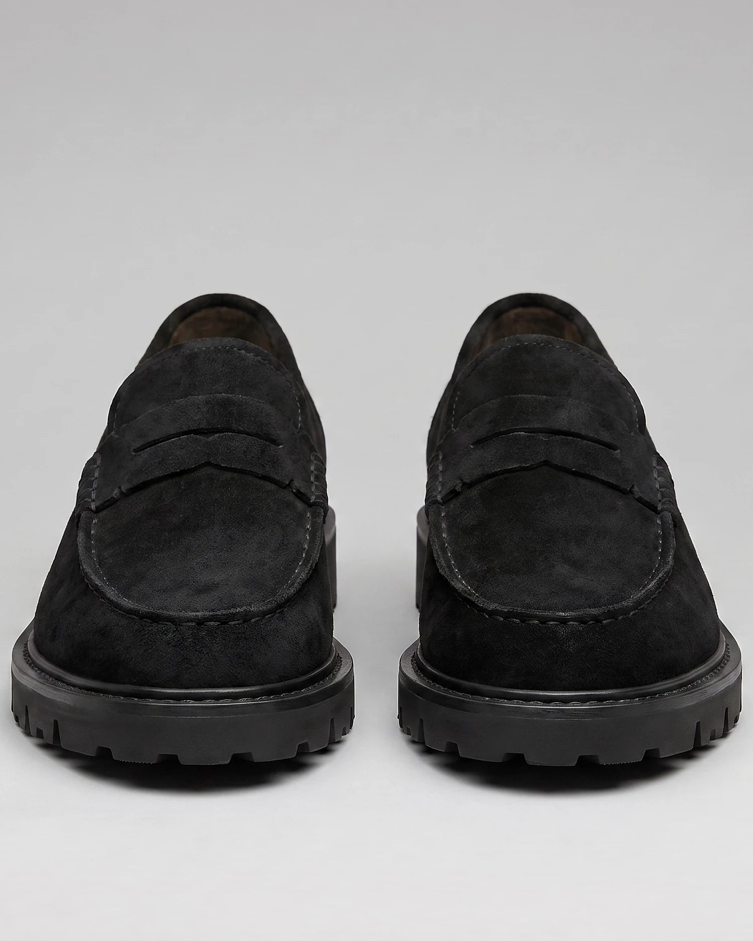 Suede Loafers Men Chunky Lug Sole Penny Loafer Navy Dark Blue Slip-On - Valedrian — view 8