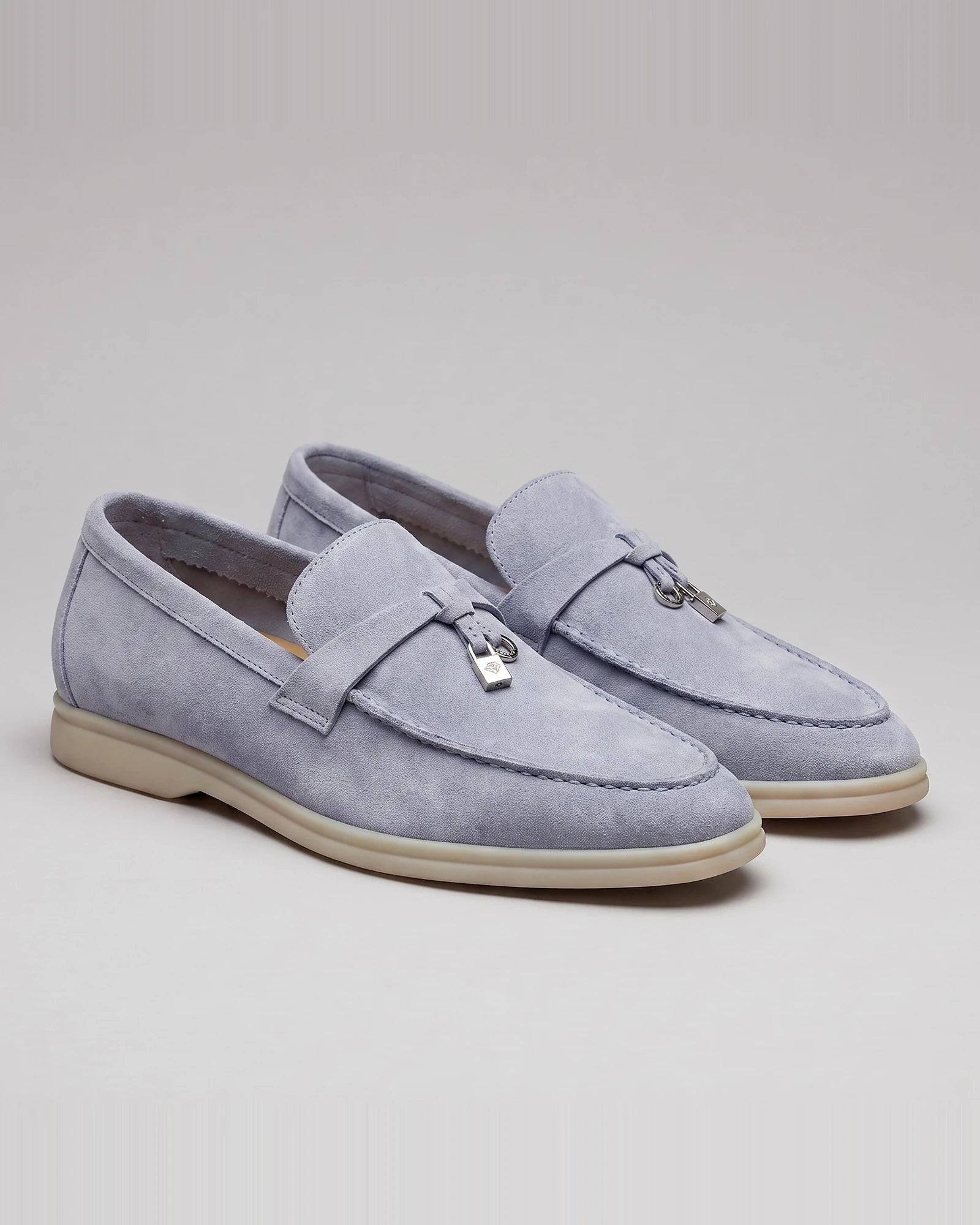 Suede Loafers Men Cowhide Tassel Slip-On, Sky Blue - Valedrian — view 13