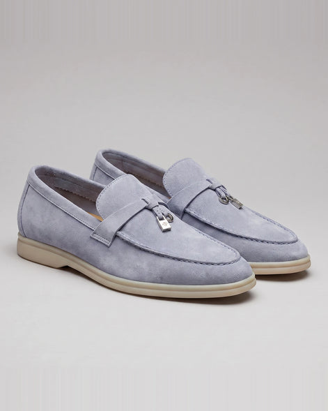 Suede Loafers Men Cowhide Tassel Slip-On, Sky Blue - Valedrian — view 13