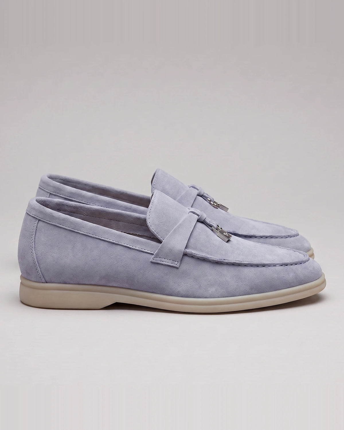 Suede Loafers Men Cowhide Tassel Slip-On, Sky Blue - Valedrian — view 16