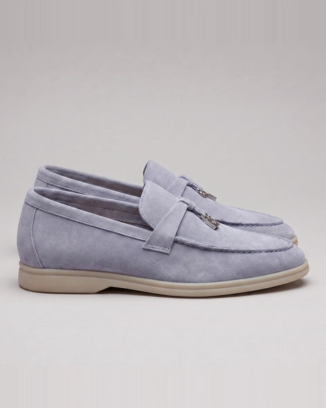Suede Loafers Men Cowhide Tassel Slip-On, Sky Blue - Valedrian — view 16