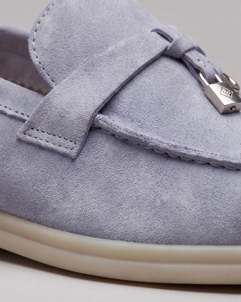 Suede Loafers Men Cowhide Tassel Slip-On, Sky Blue - Valedrian — view 17