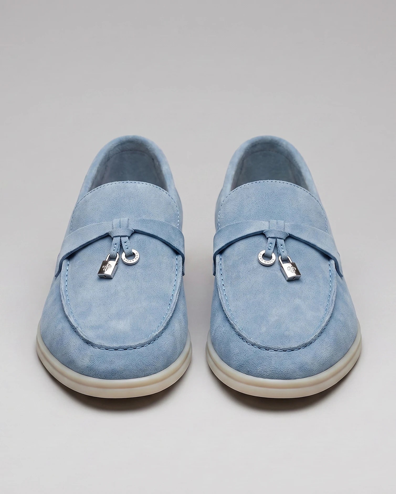 Suede Loafers Men Cowhide Tassel Slip-On, Sky Blue - Valedrian — view 2