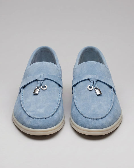 Suede Loafers Men Cowhide Tassel Slip-On, Sky Blue - Valedrian — view 2