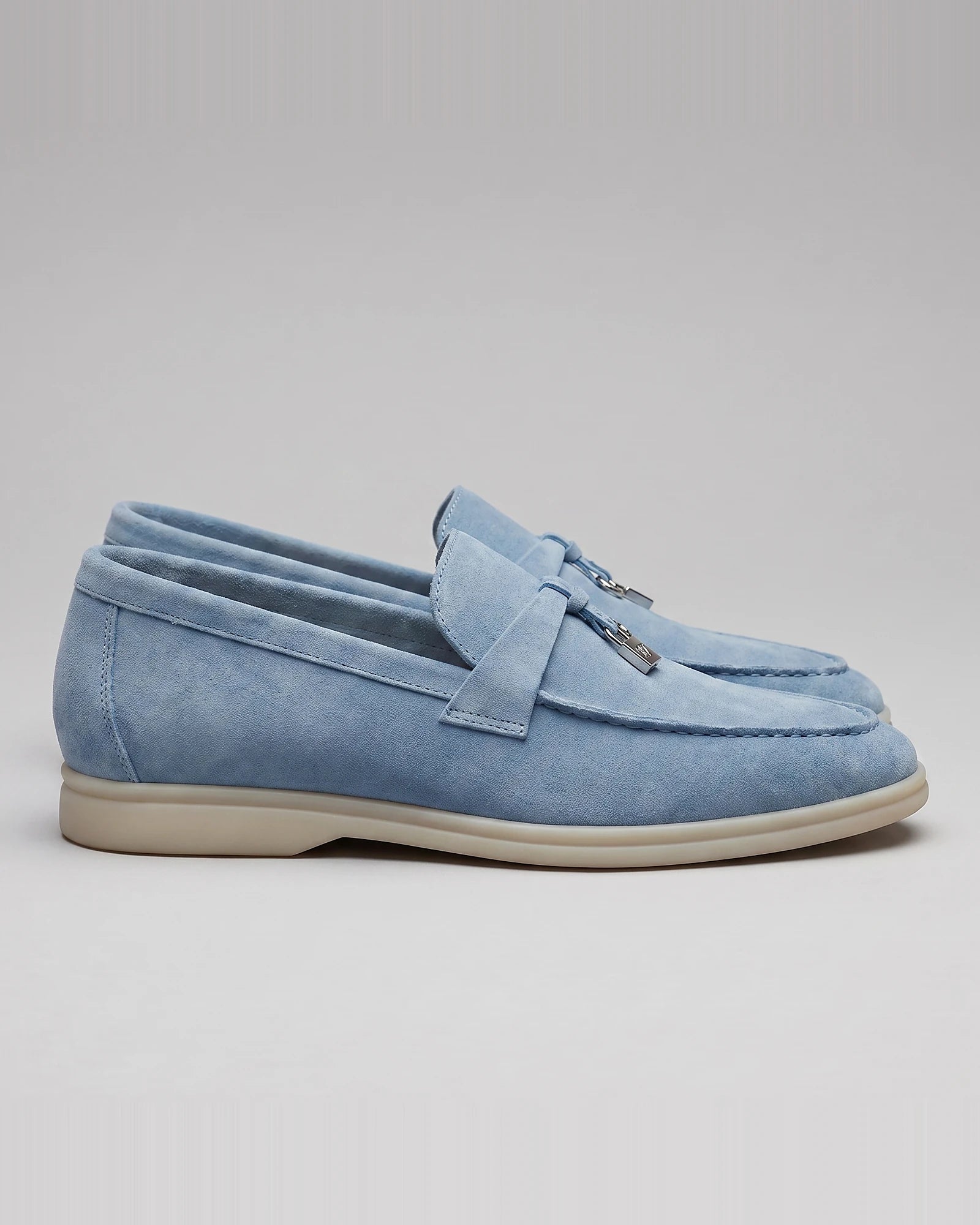 Suede Loafers Men Cowhide Tassel Slip-On, Sky Blue - Valedrian — view 3